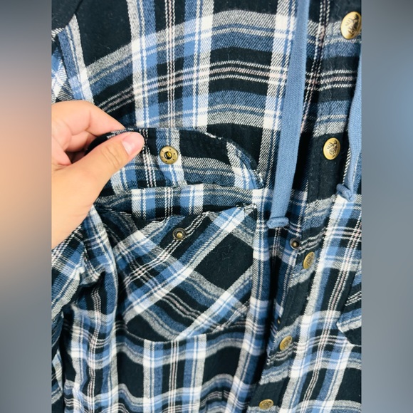 NEW Legendary Outfitters Men's Hooded Plaid Shirt Jacket Black & BLUE Size M $60 - Picture 4 of 9